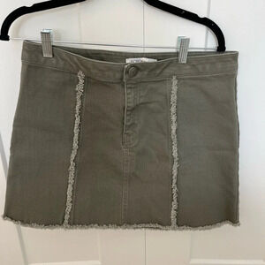 BCBGeneration Jean Mini Skirt Olive Green Stretch Size 30